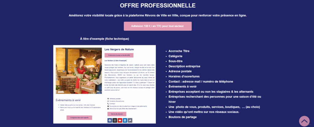 Offre professionnelle - adhésion 150 € TTC